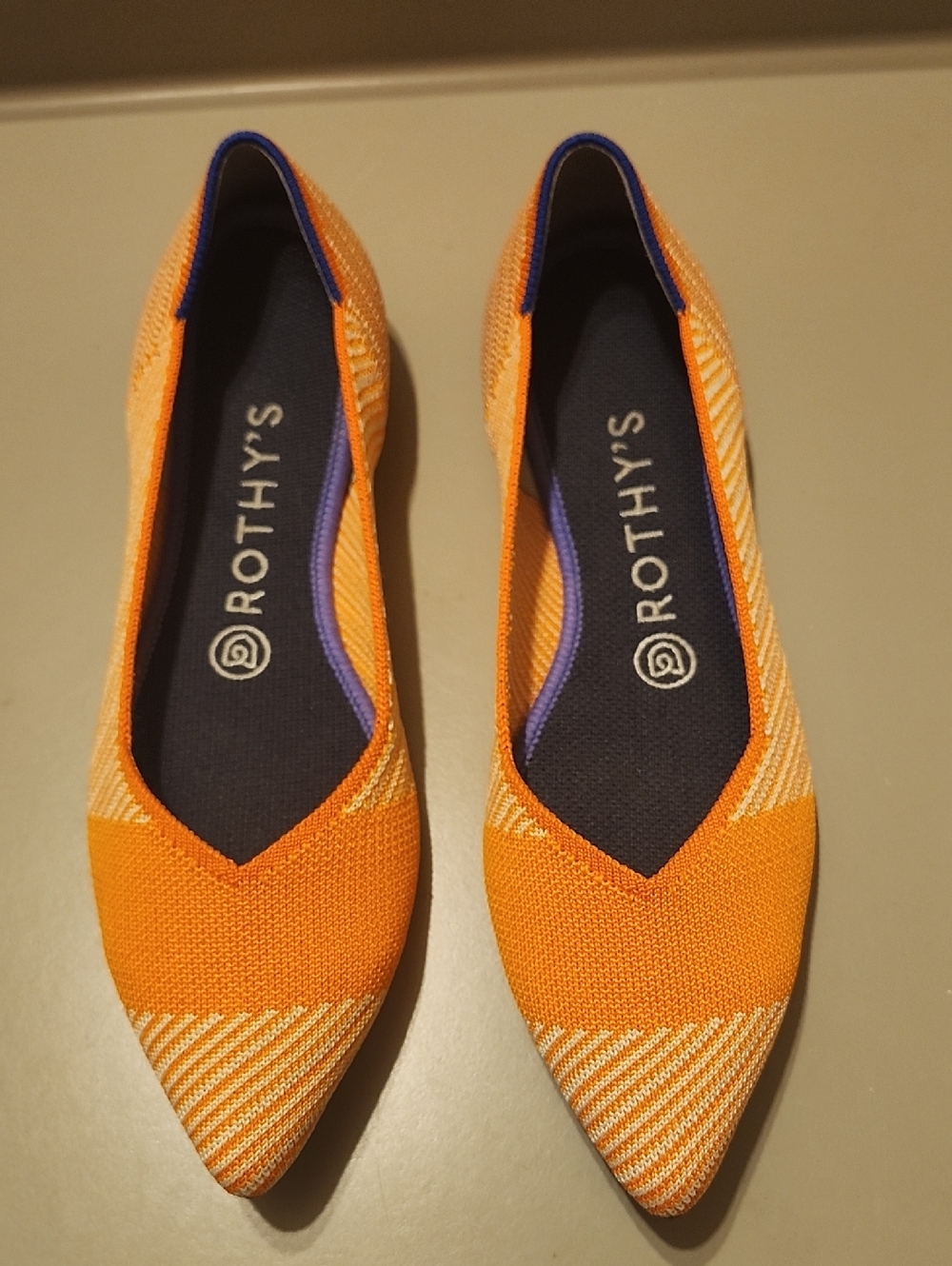 Rothy's Orange Pointed Knit Flats